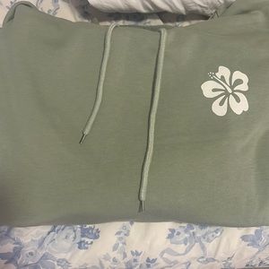Green size medium hibiscus, flower hoodie